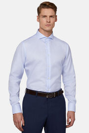 Camisa de algodão axadrezada azul celeste de ajuste regular, Light Blue, hi-res