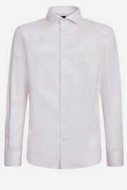 Slim Fit White Dobby Cotton Shirt, White, hi-res