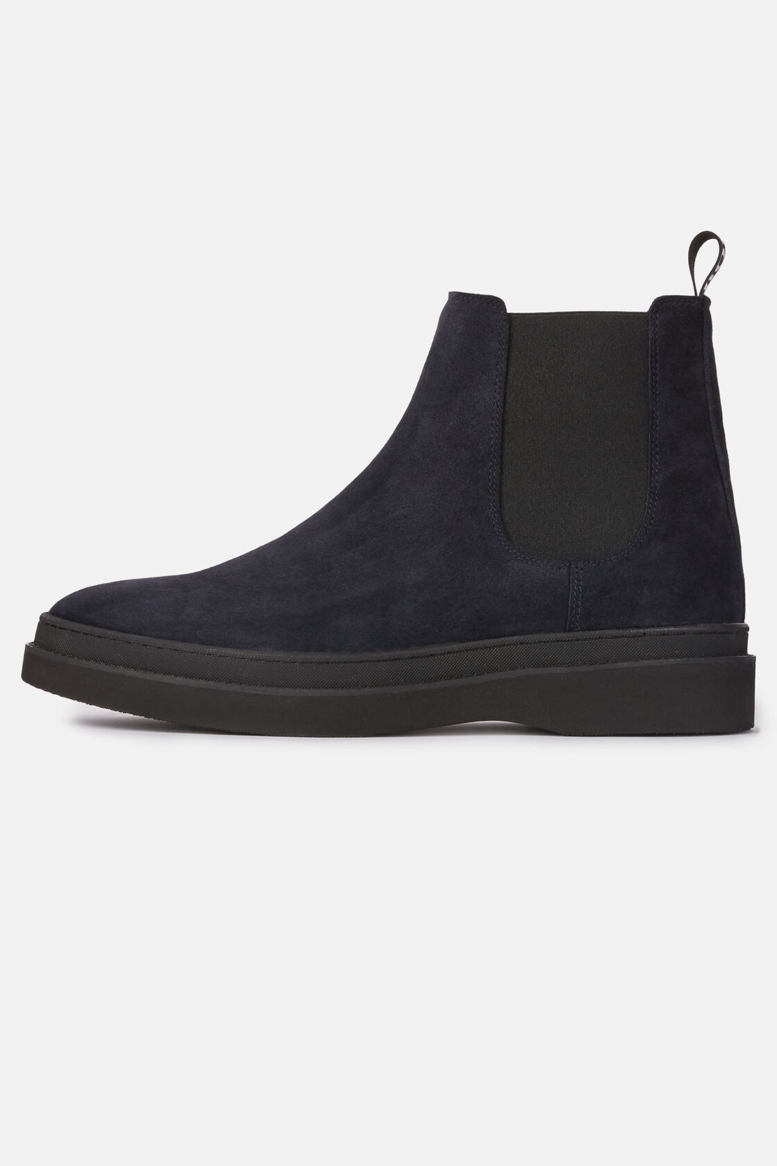 Suede Leather Ankle Boots, Navy blue, hi-res