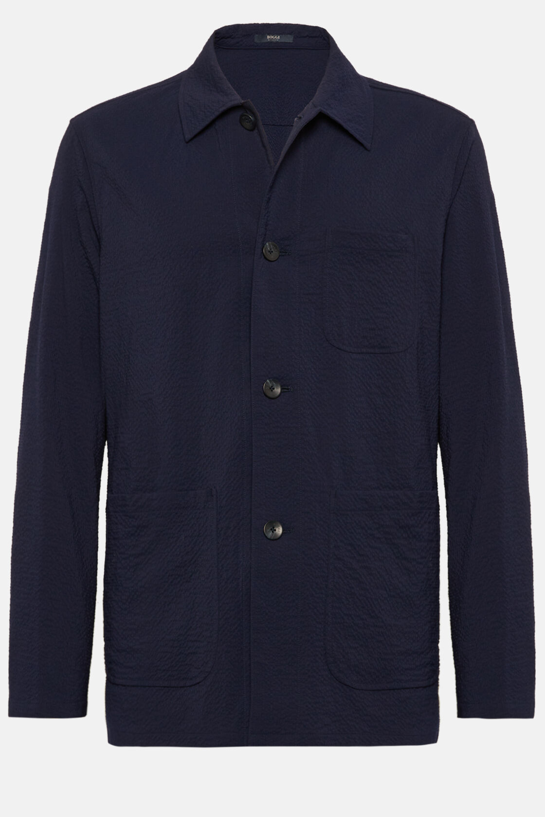Casaco camisa azul-marinho de lã sirsaca, Navy blue, hi-res
