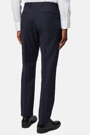 Micro patterned stretch wool Pants, Navy blue, hi-res