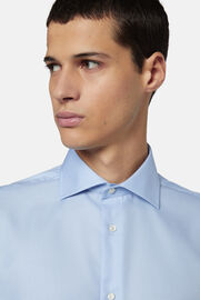 Σιέλ βαμβακερό πουκάμισο με πιε ντε πουλ μοτίβο, κανονικής εφαρμογής, Light Blue, hi-res