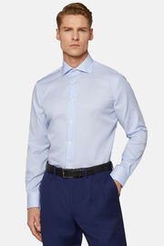 Σιέλ ριγέ πουκάμισο κανονικής εφαρμογής από βαμβάκι dobby, Light Blue, hi-res