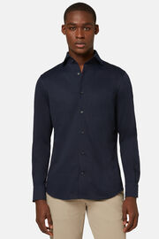 Polo camicia in jersey giapponese regular fit, Navy scuro, hi-res