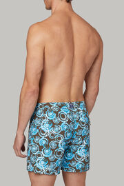 bathings trunks blue-white pois tie and dye print, Brown - Blue, hi-res