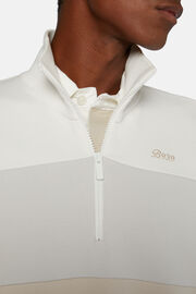 Sweatshirt com meio fecho de correr de mistura de algodão orgânico, White, hi-res