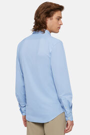 Camisa Azul De Nailon Elástico Corte Slim, Azul, hi-res