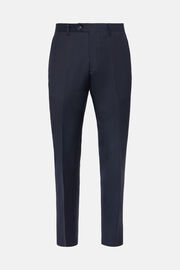 Trousers in Wool Micro Textured Fabric, Navy blue, hi-res