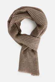Check Print Wool Scarf, TAUPE, hi-res