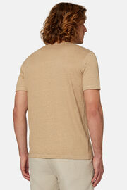 Κοντομάνικο μπλουζάκι από ελαστικό λινό ζέρσεϊ, Beige, hi-res