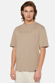 T-Shirt Aus Baumwolle, Taupe, hi-res