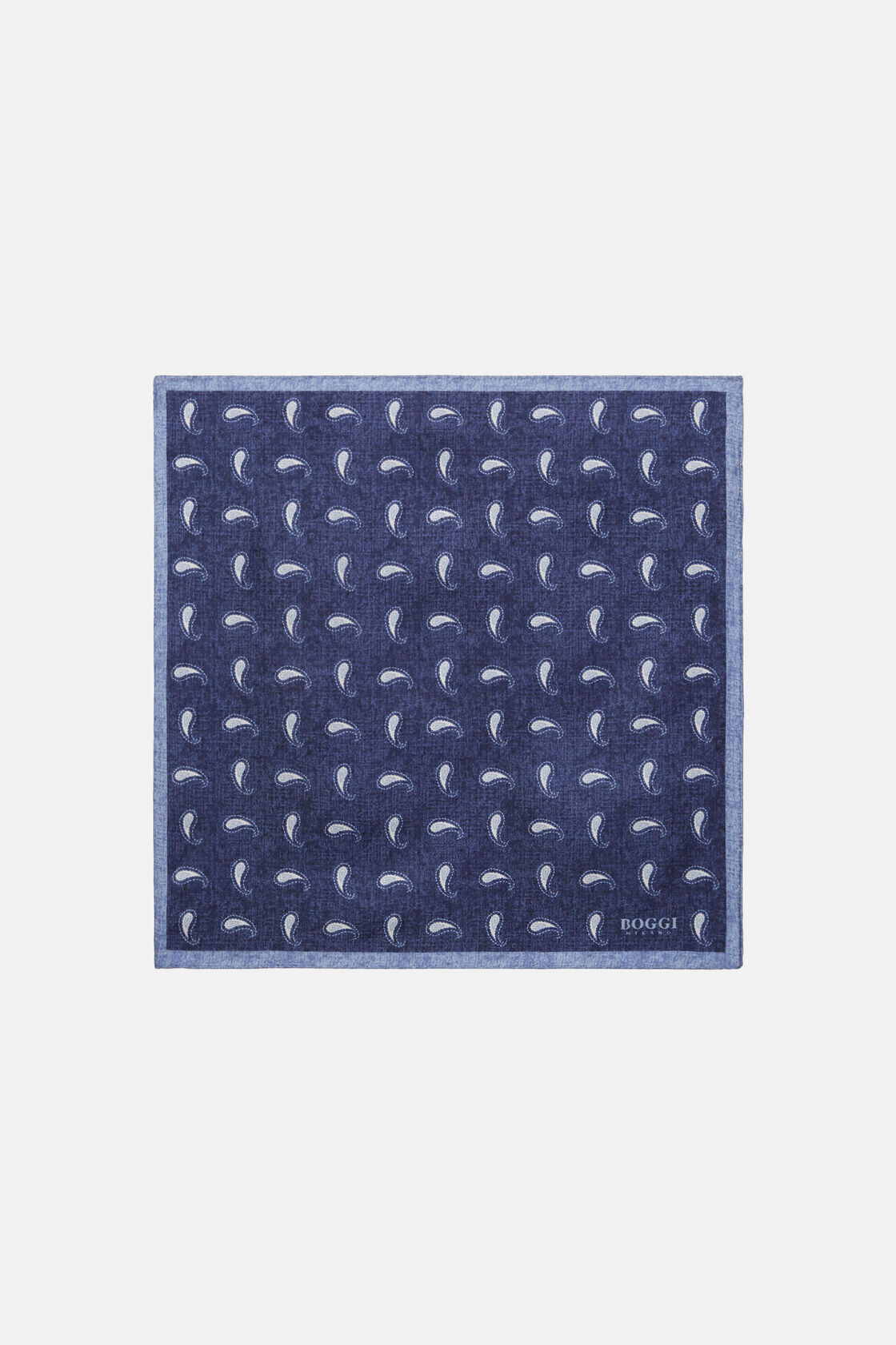 Micro Patterned Silk Pocket Square, Navy blue, hi-res
