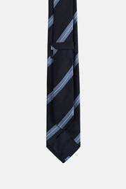Regimental Silk Tie, Navy - Blue, hi-res
