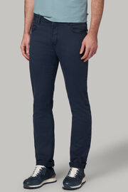 Beige jeans in stretch tencel cotton, Navy blue, hi-res