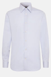 Normál szabású sávolyozott pamutból készült égszínkék ing, Light Blue, hi-res