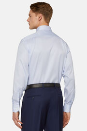 Égszínkék, normál szabású csíkos ing dobby pamutból, Light Blue, hi-res