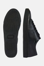 Black Leather Trainers with Logo, Black, hi-res