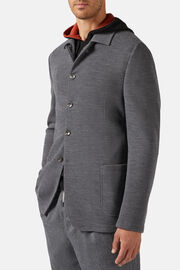 Grey Bridge Jacket in B Jersey Wool and Cotton, Grey, hi-res