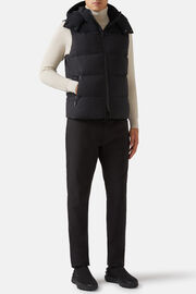 Waistcoat in Stretch Nylon with Goose Down B Tech, Black, hi-res
