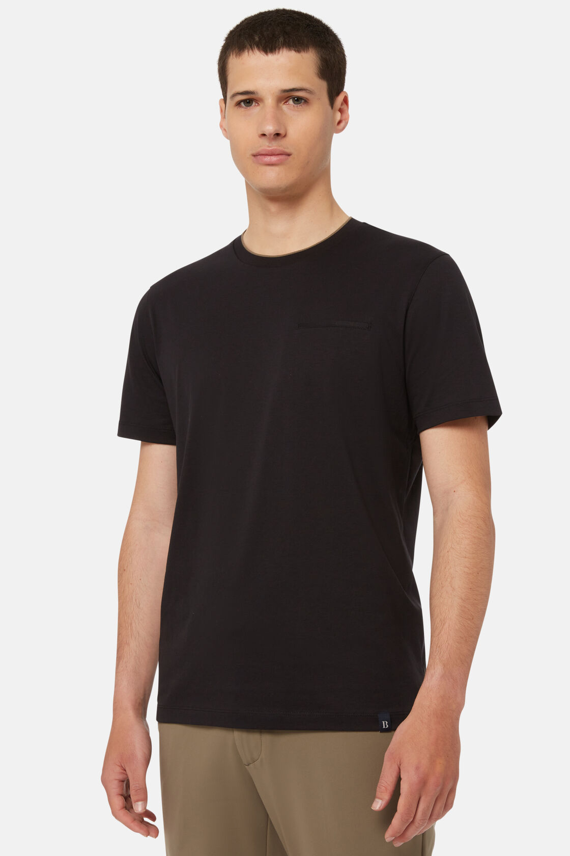 Camiseta De Punto Jersey De Algodón Tencel, Negro, hi-res
