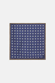 Silk Pocket Square With Medallions Pattern, Blue, hi-res