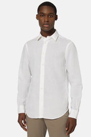 Normál szabású fehér Tencel-vászon ing, White, hi-res