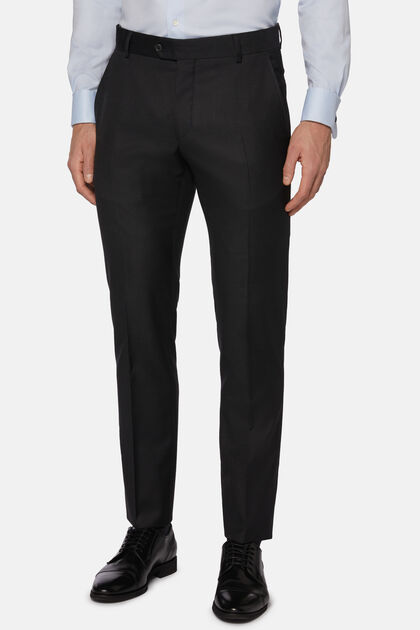 Pantaloni Antracite In Lana Super 130 Slim Fit, Carbone, hi-res