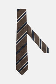 Striped Silk Tie, Brown, hi-res