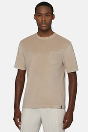 T-Shirt In Cotone Nylon, Beige, hi-res