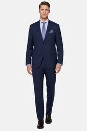 Blue Micro Pattern Suit in Pure Wool, Blue, hi-res