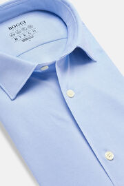 Camisa azul de ajuste slim em algodão e COOLMAX®, Light Blue, hi-res