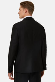 Black Wool Dinner Jacket with Peak Lapels, Black, hi-res