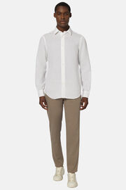 Camicia Bianca In Tencel Lino Regular Fit, Bianco, hi-res