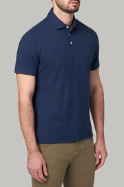 Regular fit linen cotton jersey polo shirt, Blue, hi-res