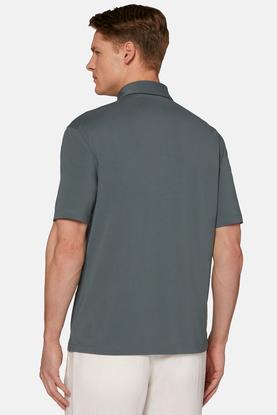 Polo Shirt In Stretch Supima Cotton, Green, hi-res