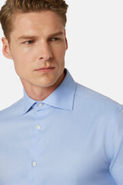 Hemelsblauw regular fit dobby katoenen shirt, Light Blu, hi-res