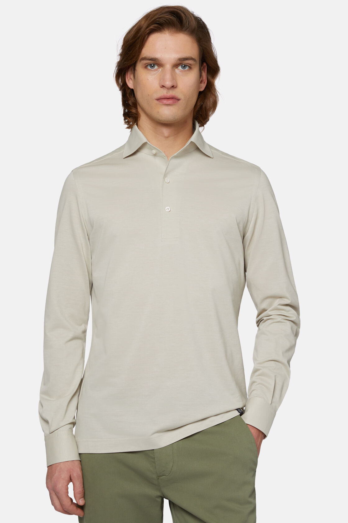 Japanese Jersey Polo Shirt, Sand, hi-res