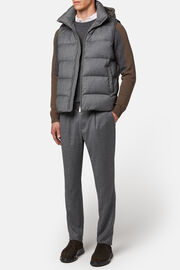 Down-filled flannel gilet with hood, Grey, hi-res