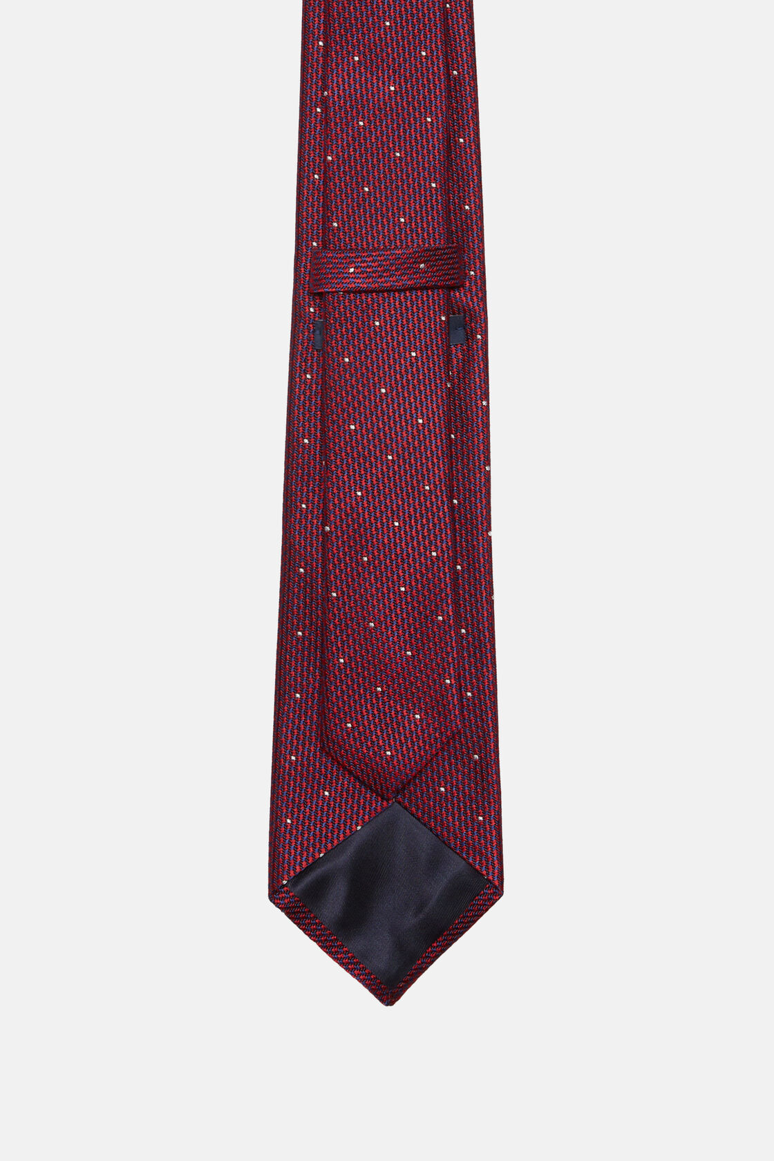 Houndstooth Pattern Silk Blend Tie, Burgundy, hi-res