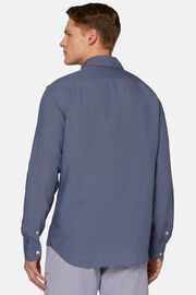 Koszula z tencelu i lnu w kolorze indygo, klasyczny fason, Indigo, hi-res