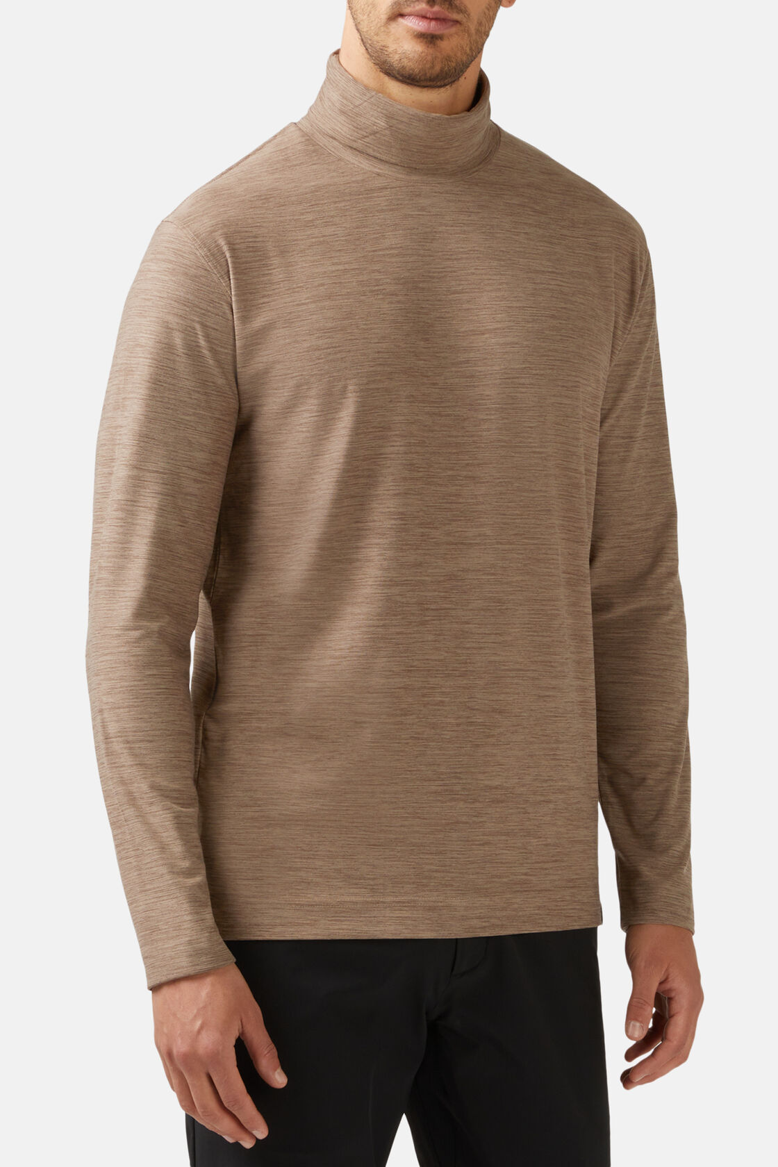 Long-Sleeved High Neck T-Shirt in Technical Fabric, , hi-res