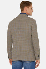 Bézs színű houndstooth dzseki elasztikus gyapjúból, Beige, hi-res