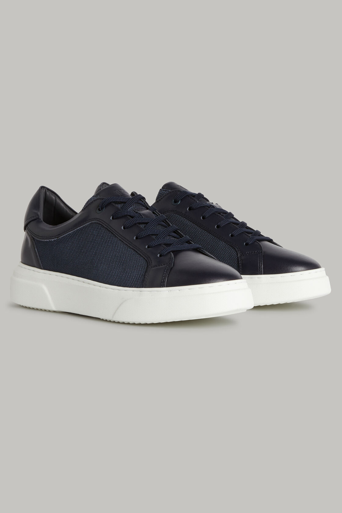 NAVY BLUE SNEAKERS IN TECHNICAL FABRIC AND LEATHER, , hi-res