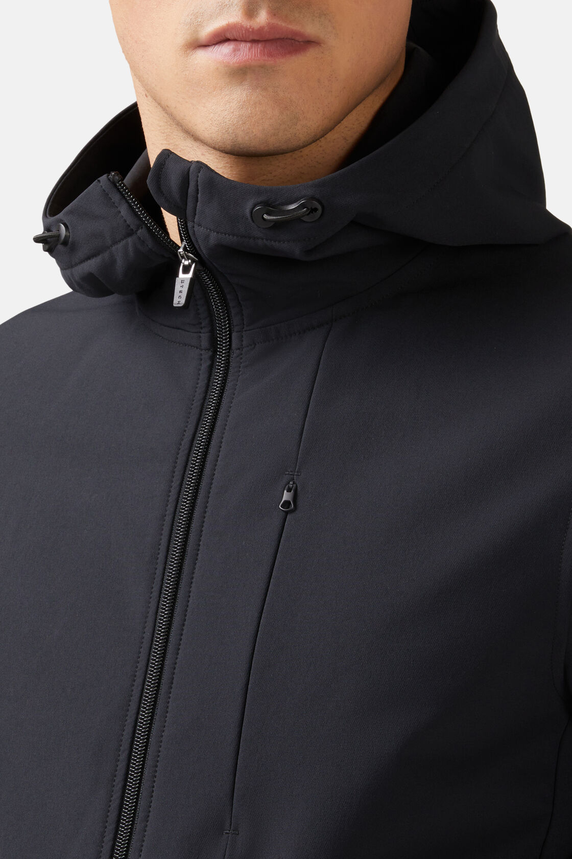 Windproof Jacket in B-Tech Stretch Nylon, Black, hi-res