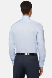 Slim Fit Sky Blue Striped Cotton Twill Shirt, Light Blu, hi-res