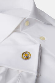 Gemelos de camisa circulares con flor, Amarillo, hi-res