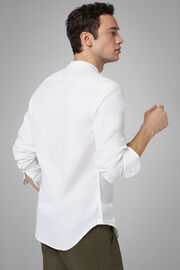 Camisa Regular Fit Celeste Con Cuello Mao, Blanco, hi-res