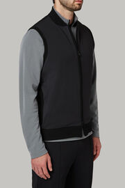 Black knit waistcoat in wool and technical jersey, , hi-res