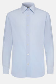Bawełniana koszula w błękitne paski, fason klasyczny, Light Blue, hi-res