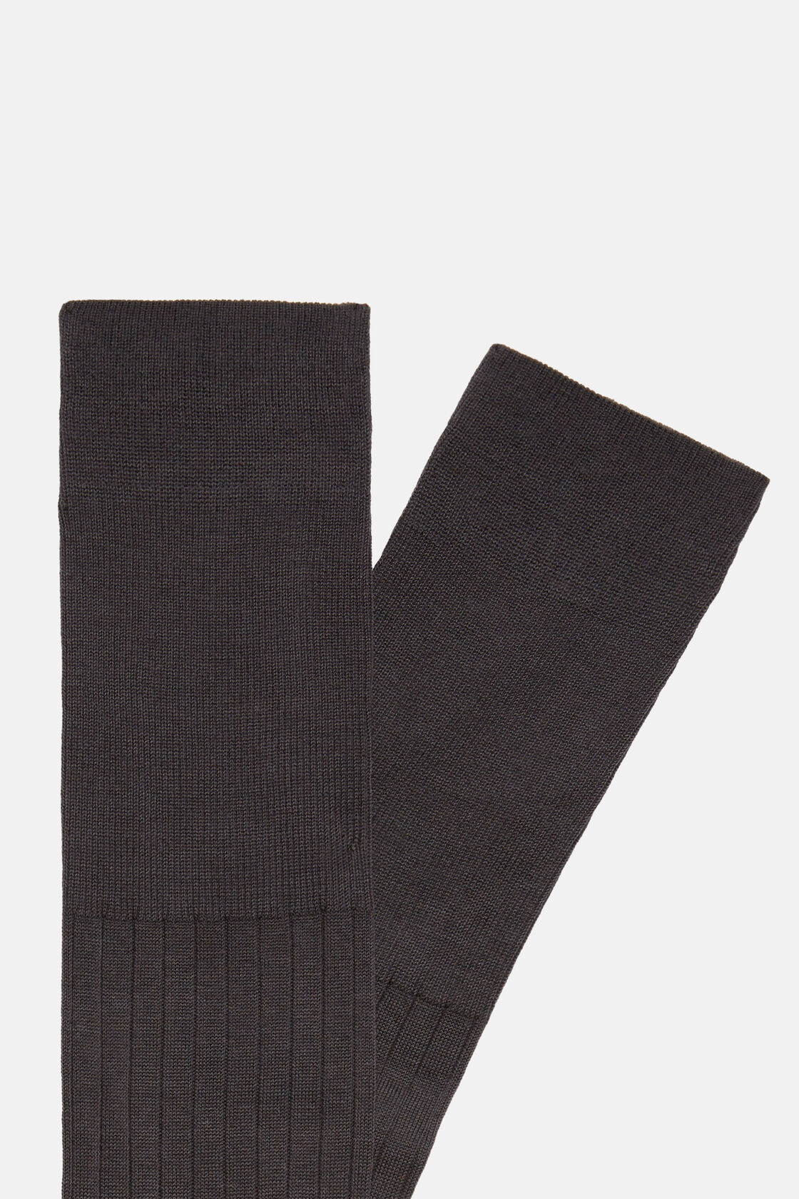 Ribbed Cotton Lisle Socks, Dark Grey, hi-res